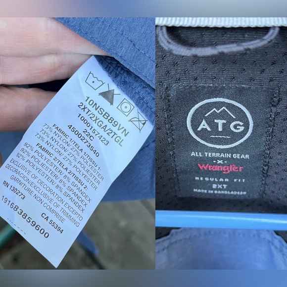 Wrangler Men’s ATG Regular Fit Long Sleeve Button Down Shirt NWT Sz 2XT - Picture 3 of 16